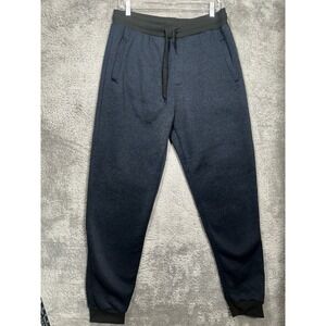 Real Essentials Jogger Pants Mens L Navy Blue Marled Fleece Lined Athletic Sweat